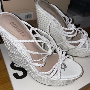 White Schutz Wedges